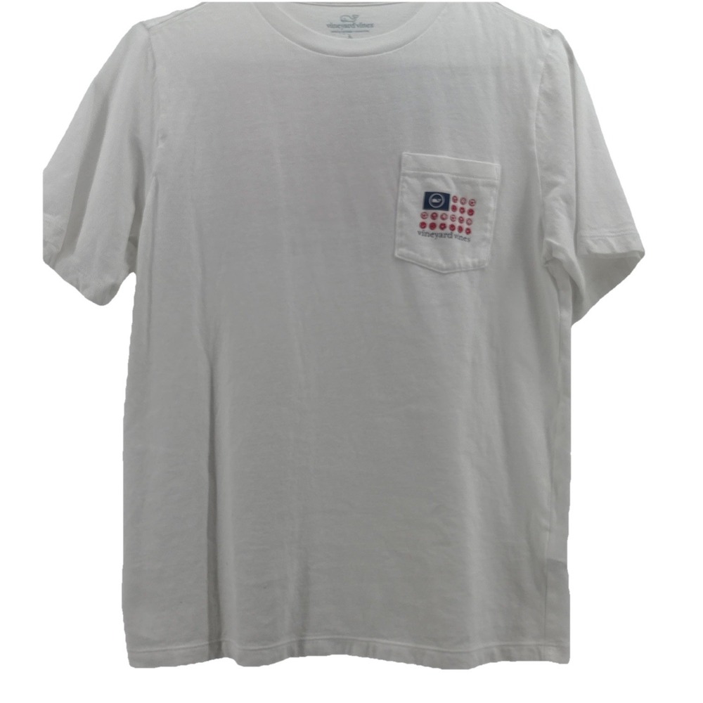 Vineyard Vines Shirt Youth L/16 White Graphic Short Sleeve Pullover Casual